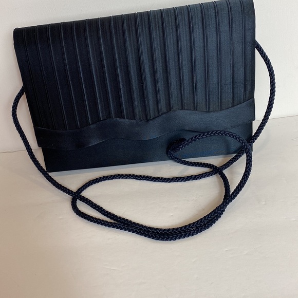 Sasha New York navy satin evening purse. - Picture 2 of 11